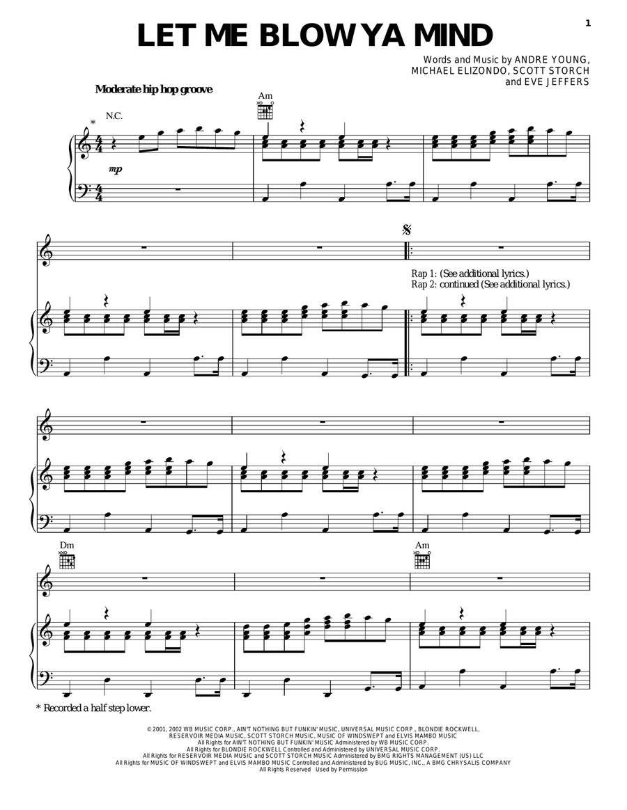 Let Me Blow Ya Mind Let Me Blow Ya Mind Piano, Vocal, Guitar scores gallery preview page 1