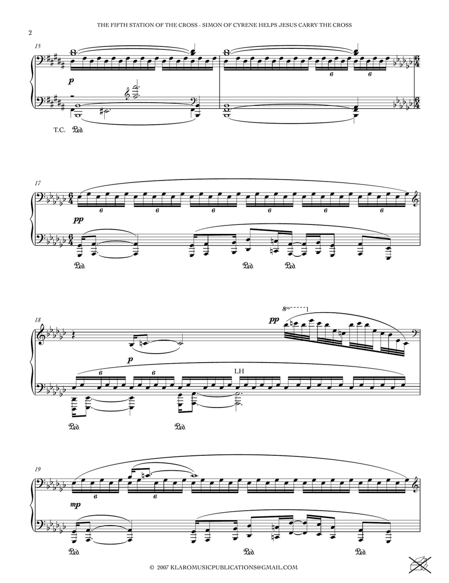 THE FIFTH STATION OF THE CROSS - SIMON OF CYRENE HELPS JESUS CARRY THE CROSS Piano Solo scores gallery preview page 2