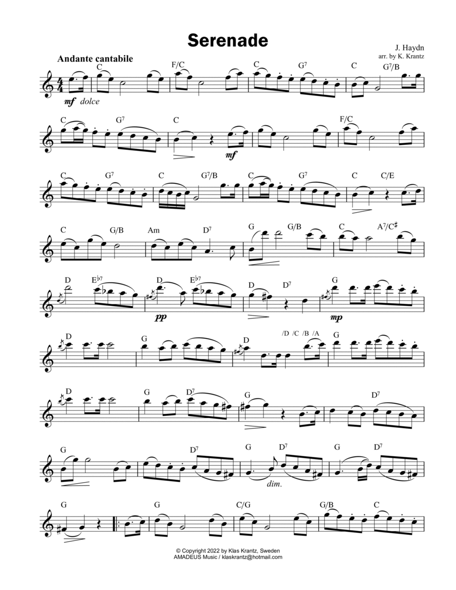 Serenade - lead sheet +guitar chords image number null