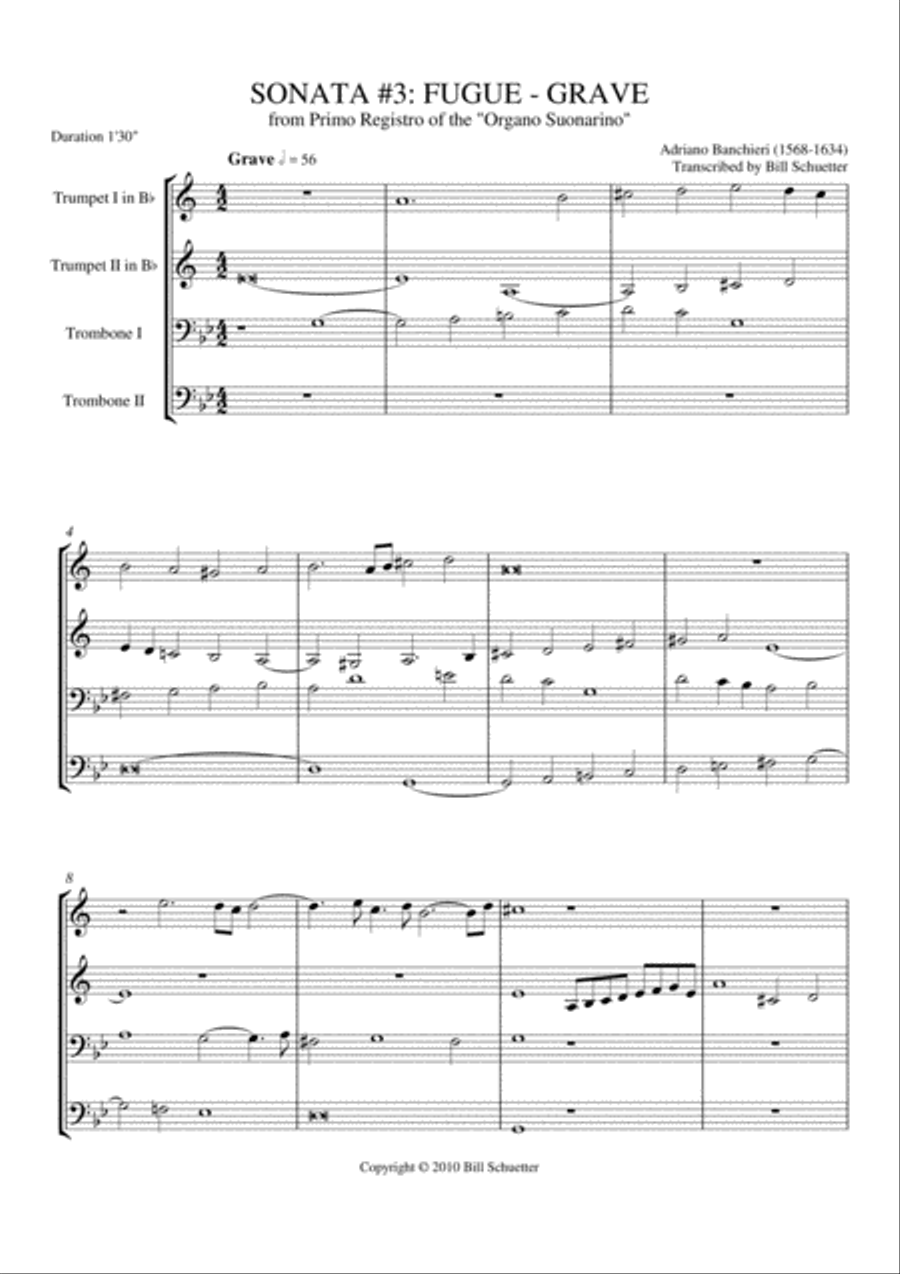 Sonata 3: Fugue-Grave Trombone scores gallery preview page 1