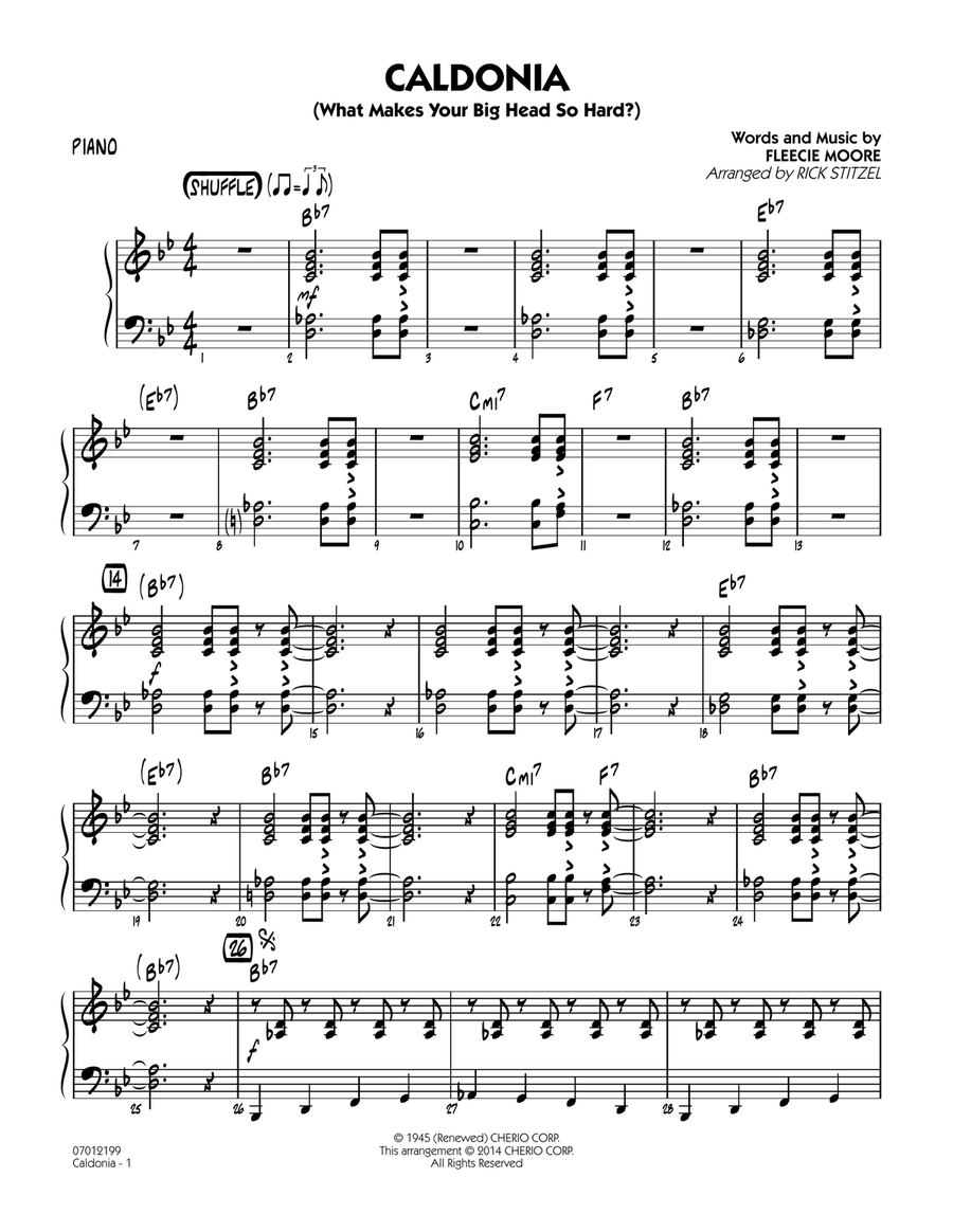 Caldonia (What Makes Your Big Head So Hard?) - Piano Jazz Ensemble scores gallery preview page 1