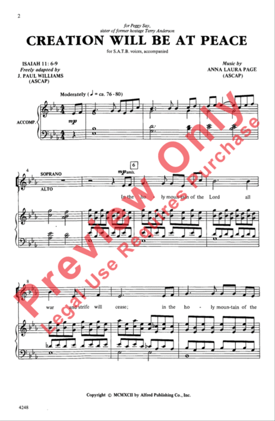 Creation Will Be at Peace 4-Part scores gallery preview page 2