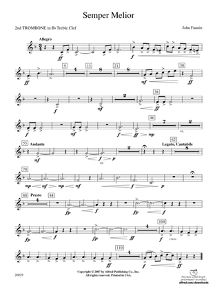 Semper Melior: (wp) 2nd B-flat Trombone T.C.