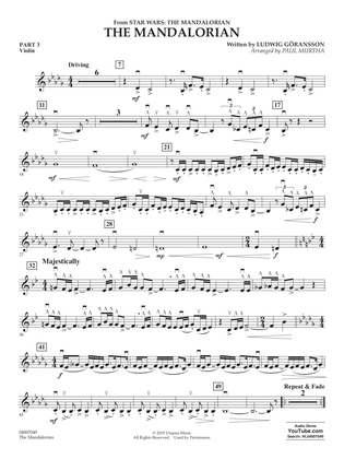 The Mandalorian (from Star Wars: The Mandalorian) (arr Paul Murtha) - Pt.3 - Violin