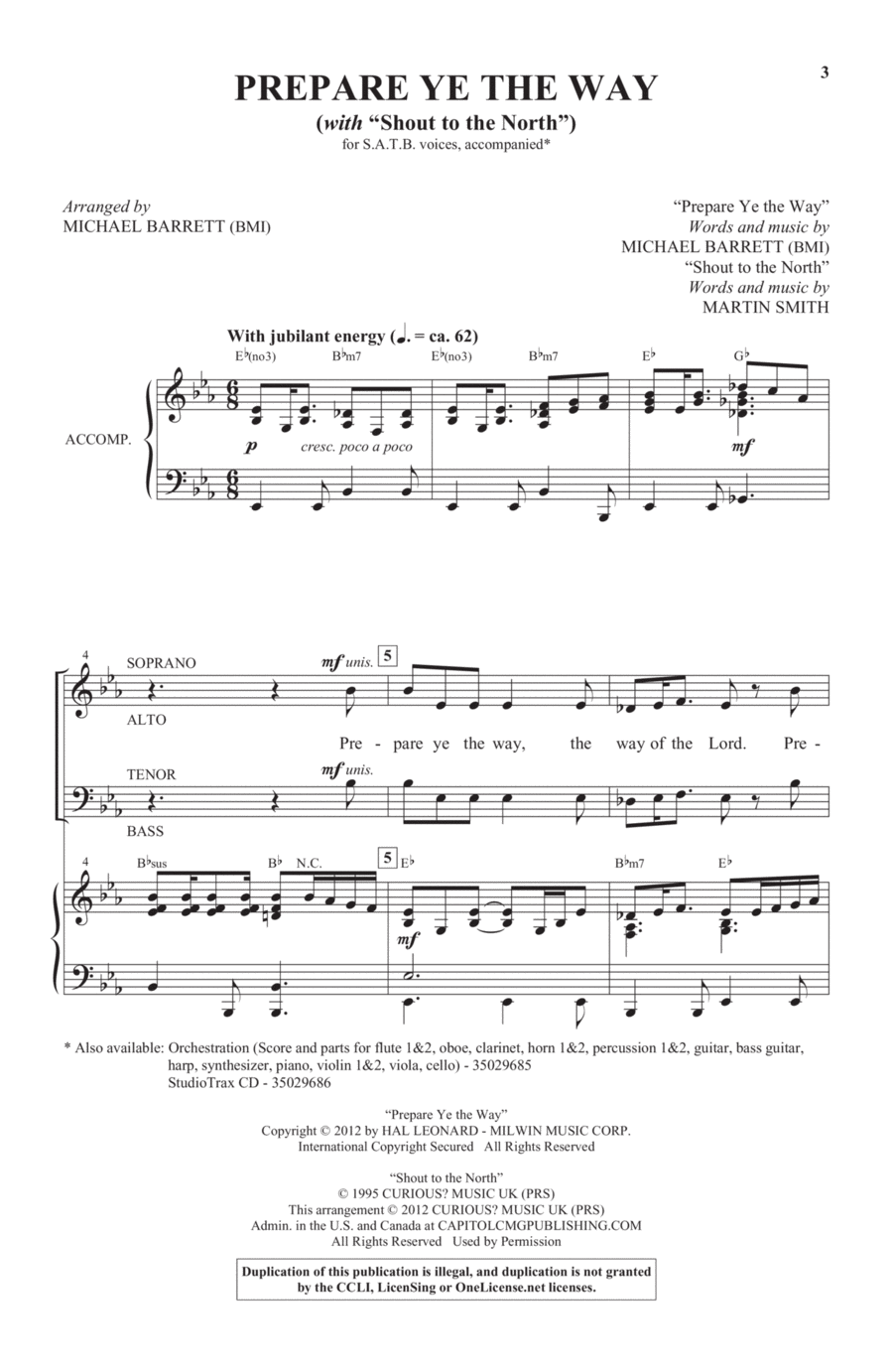 Shout To The North 4-Part scores gallery preview page 1