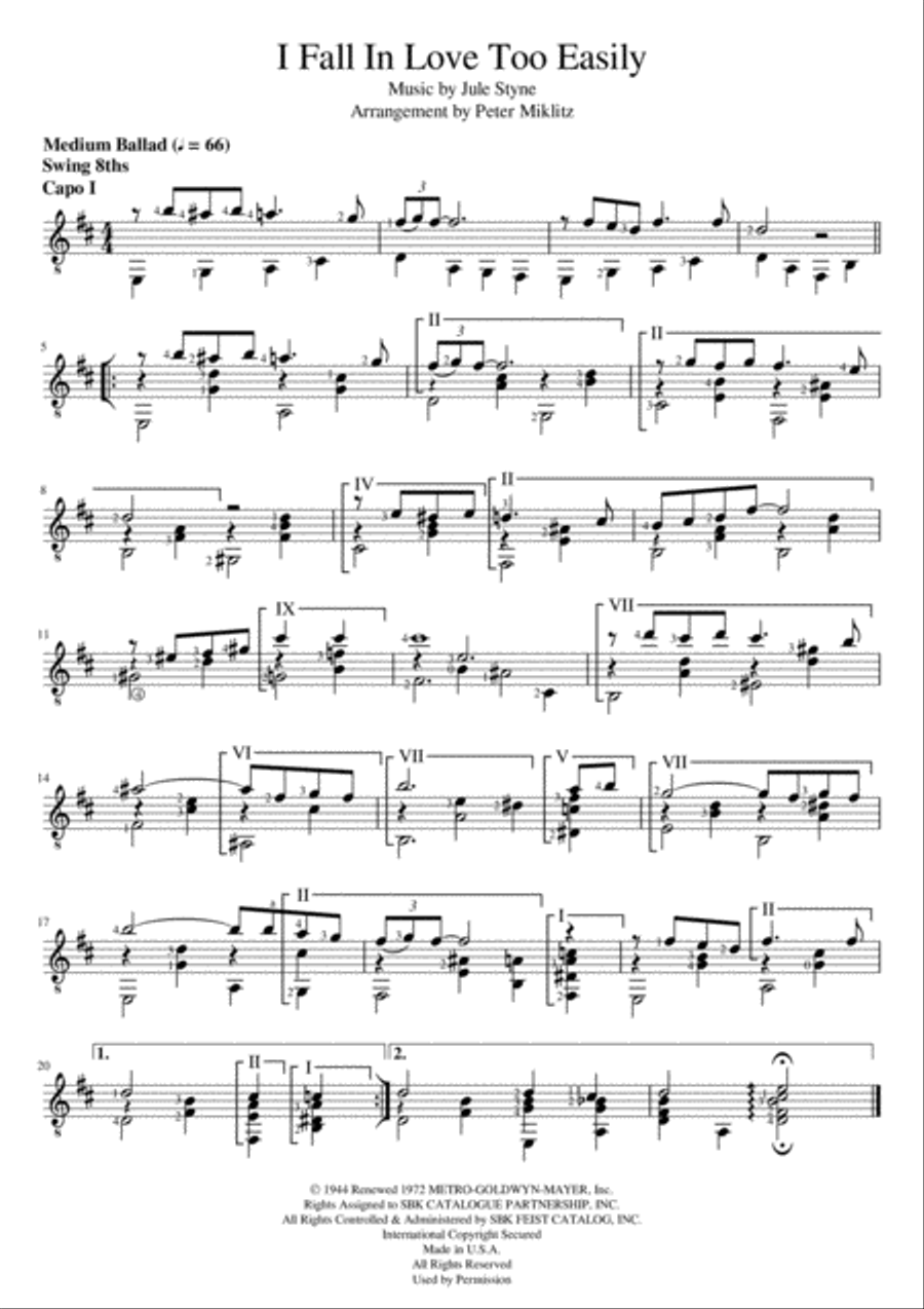 I Fall In Love Too Easily Guitar Solo scores gallery preview page 1