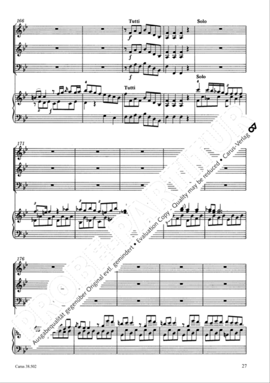 Organ Concerto in B flat major (Orgelkonzert in B) Violin scores gallery preview page 30