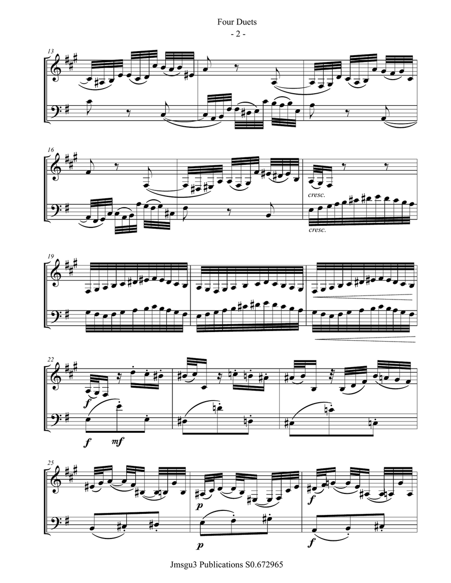 Bach: Four Duets for Bass Clarinet & Cello Chamber Music scores gallery preview page 2