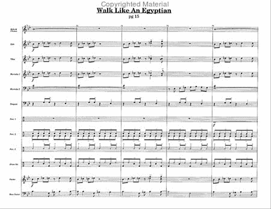 Walk Like An Egyptian Percussion Ensemble scores gallery preview page 4