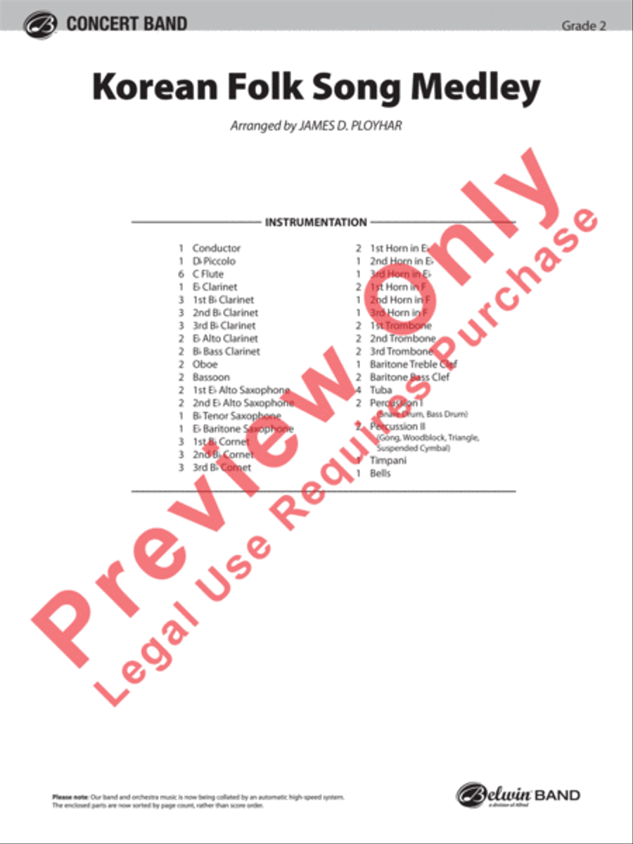 Korean Folk Song Medley Concert Band scores gallery preview page 2