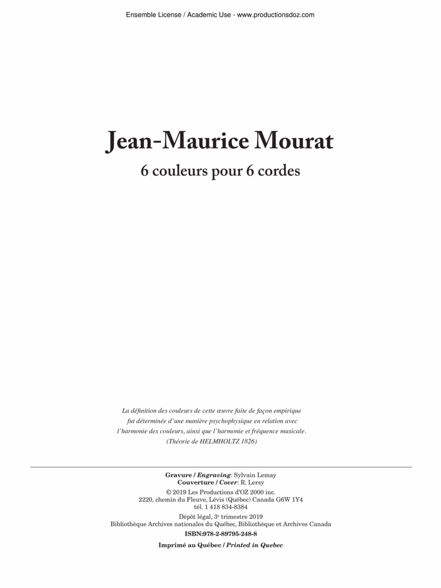 6 couleurs pour 6 cordes Classical Guitar scores gallery preview page 1