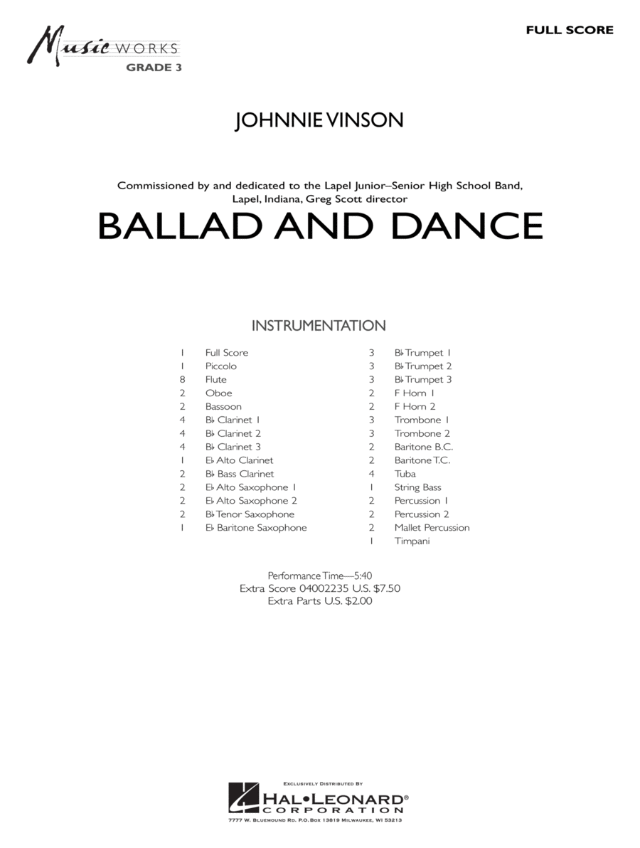 Ballad And Dance - Full Score Concert Band scores gallery preview page 1