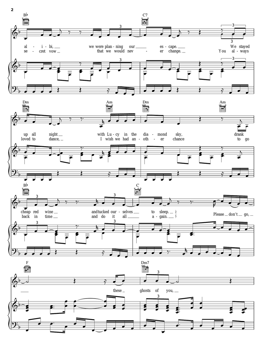 Ghosts Of You Piano, Vocal, Guitar scores gallery preview page 2