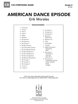 Book cover for American Dance Episode: Score