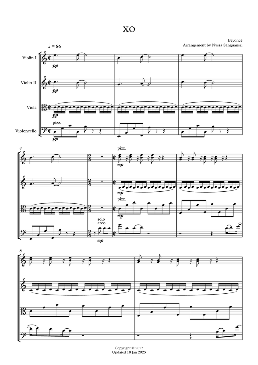 Xo Xo String Quartet scores gallery preview page 1