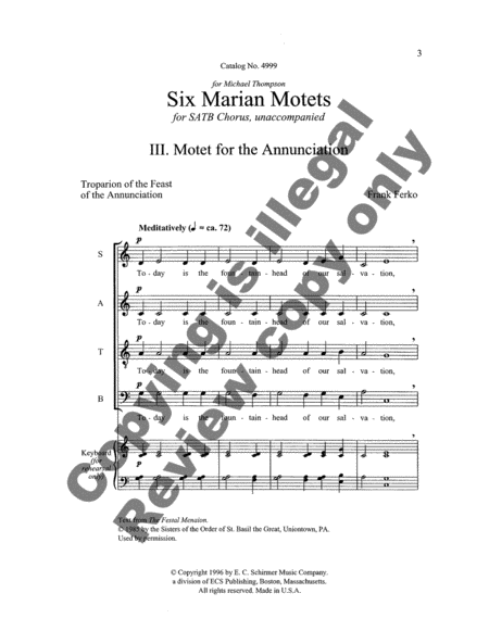 Six Marian Motets: 3. Motet for the Annunciation