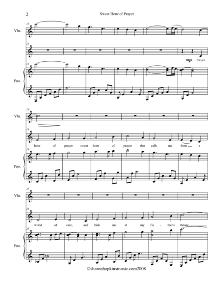 Sweet Hour of Prayer Voice scores gallery preview page 2