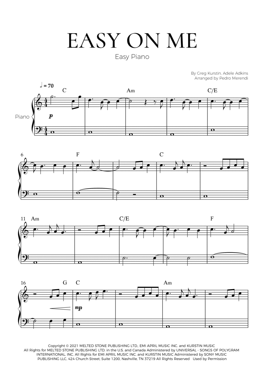 Easy On Me Easy Piano scores gallery preview page 1