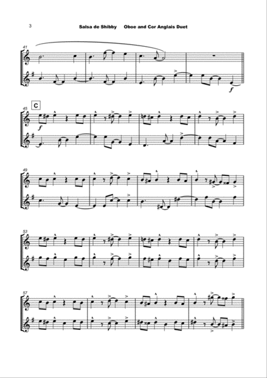 Salsa de Shibby, for Oboe and Cor Anglais Duet Woodwind Duet scores gallery preview page 4