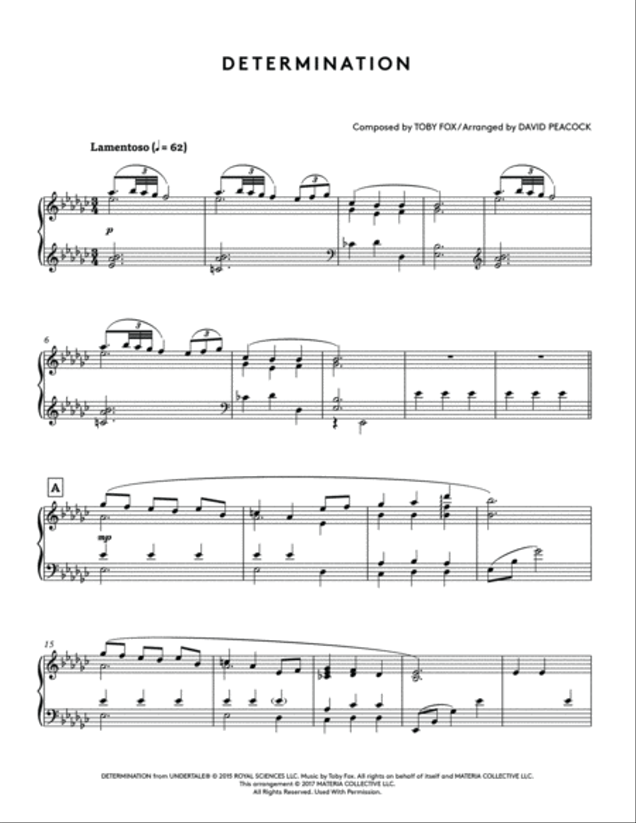 Determination (Undertale Piano Collections) Piano Solo scores gallery preview page 2