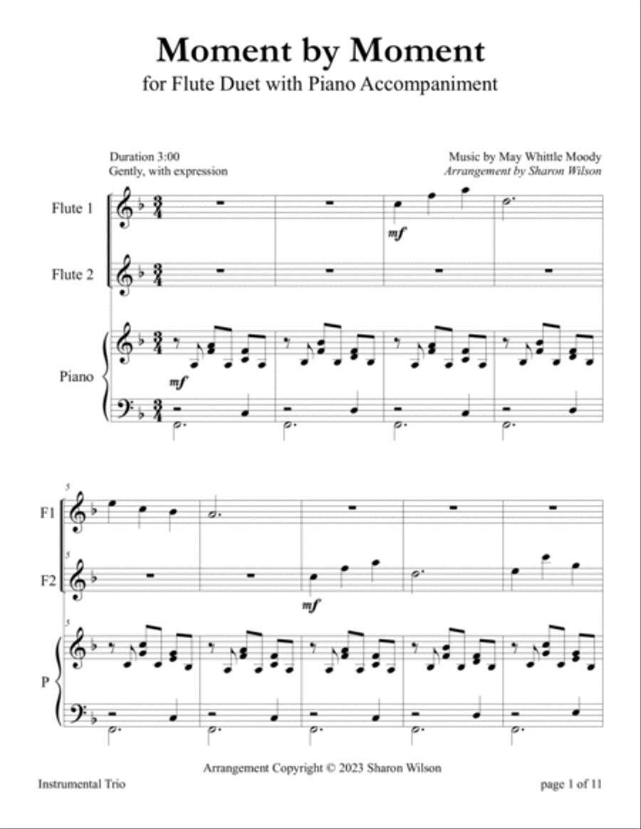 Moment by Moment (for Flute Duet with Piano Accompaniment) Flute Duet scores gallery preview page 5