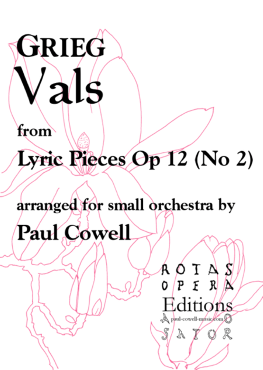 GRIEG Vals (Waltz) arranged for small orchestra Chamber Orchestra scores gallery preview page 1