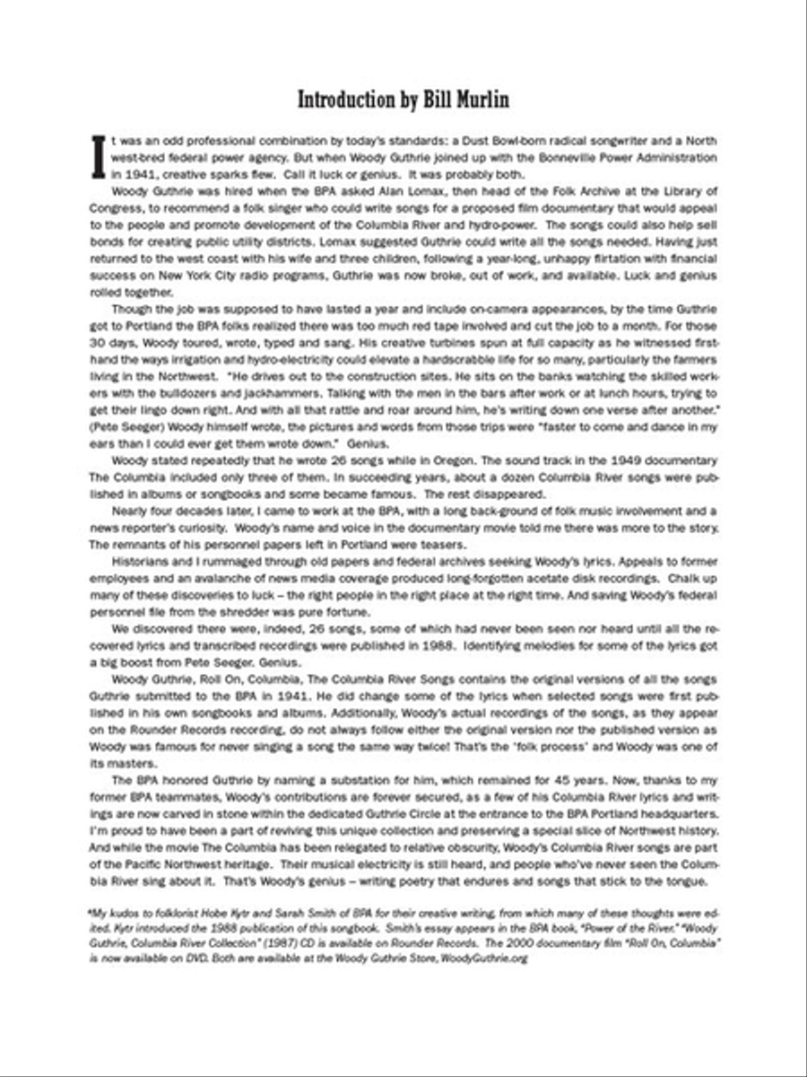Woody Guthrie - Roll On, Columbia: The Columbia River Songs Collection / Songbook scores gallery preview page 2