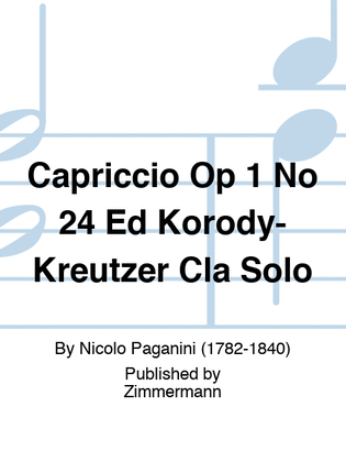 Paganini - Capriccio Op 1 No 24 For Clarinet Solo
