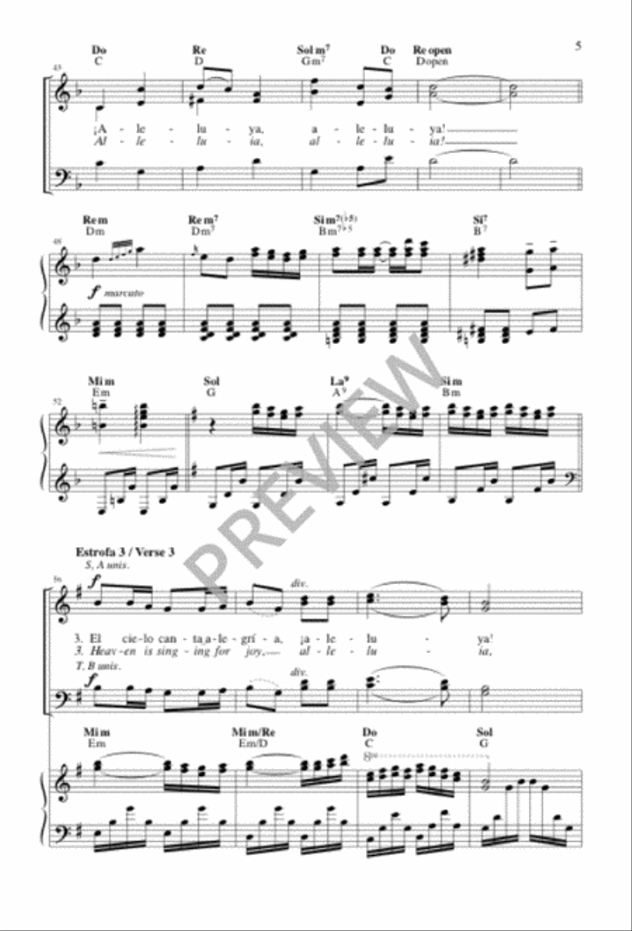 El cielo canta alegría / Heaven Is Singing for Joy 4-Part scores gallery preview page 5
