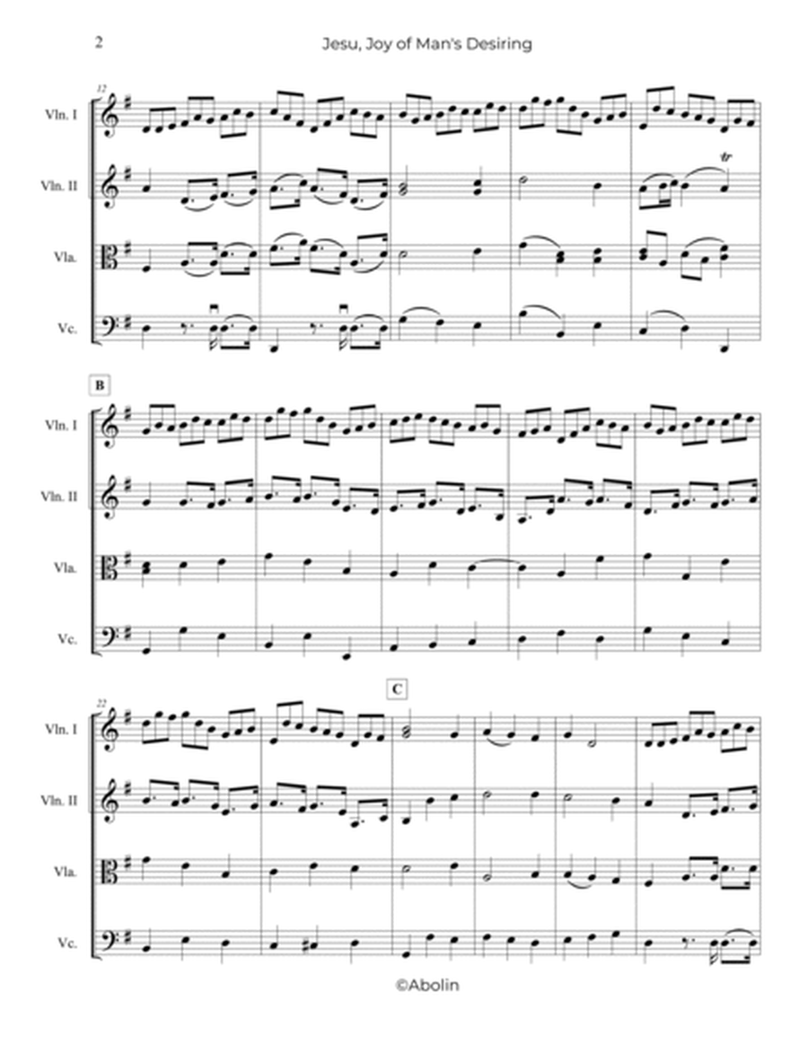 Bach: Jesu, Joy of Man's Desiring - String Quartet image number null