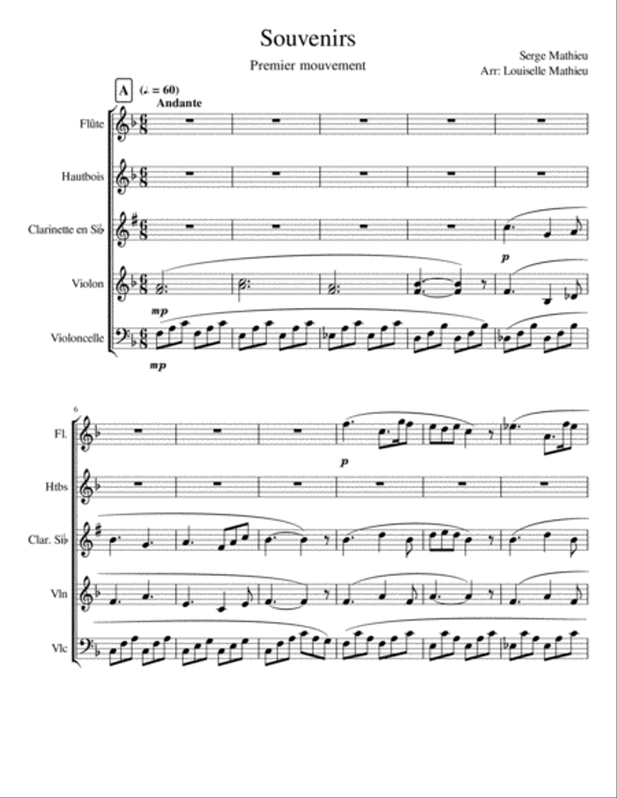 Souvenirs (Quintette, 1st Movement) image number null