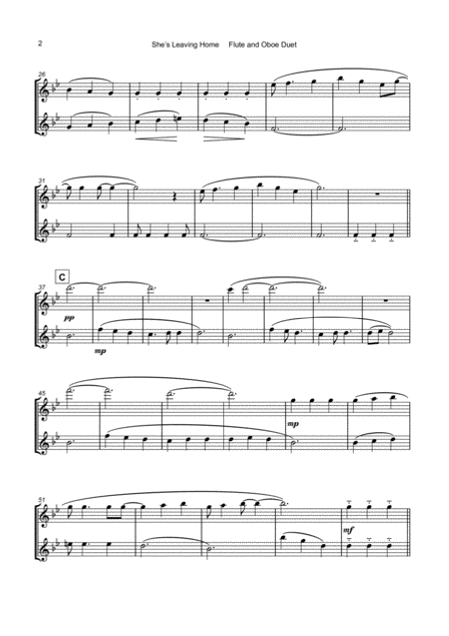 She's Leaving Home Woodwind Duet scores gallery preview page 3