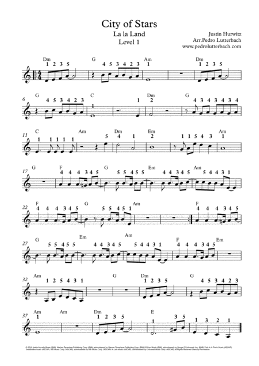 City Of Stars Easy Piano scores gallery preview page 1