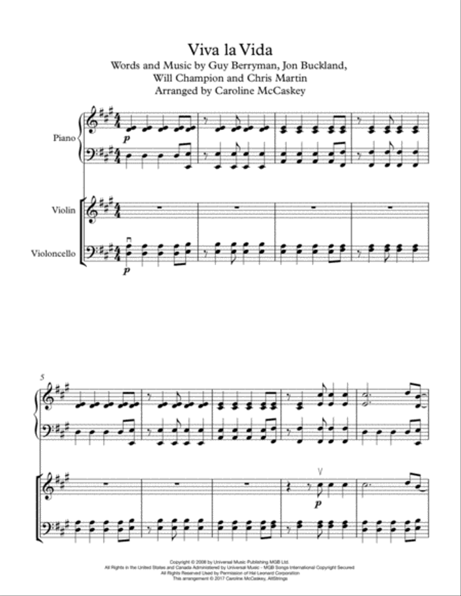 Viva La Vida Piano Trio scores gallery preview page 2