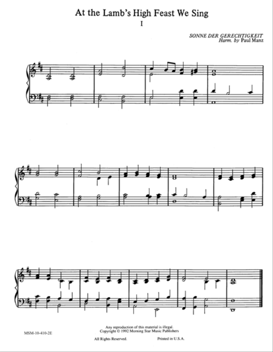 At the Lamb's High Feast We Sing (2 settings) Organ scores gallery preview page 1