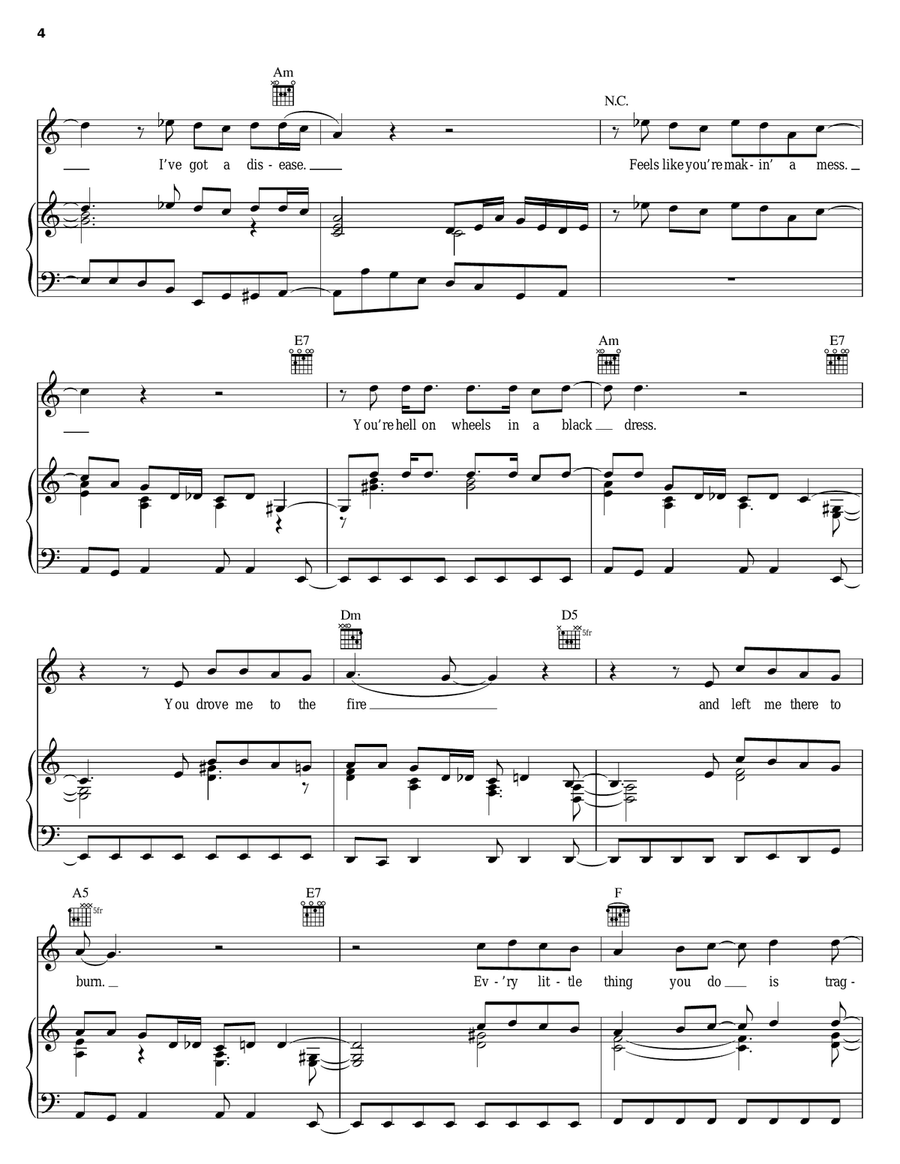 Disease Piano, Vocal, Guitar scores gallery preview page 4
