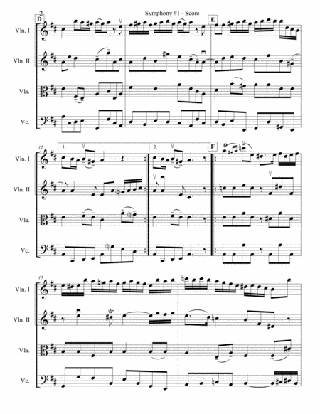 Boyce Symphony #1 (1st Mvt.) for String Quartet image number null