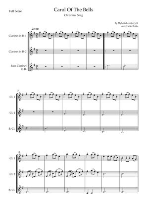 Book cover for Carol Of The Bells (Christmas Song) for Clarinet Trio (D Minor)