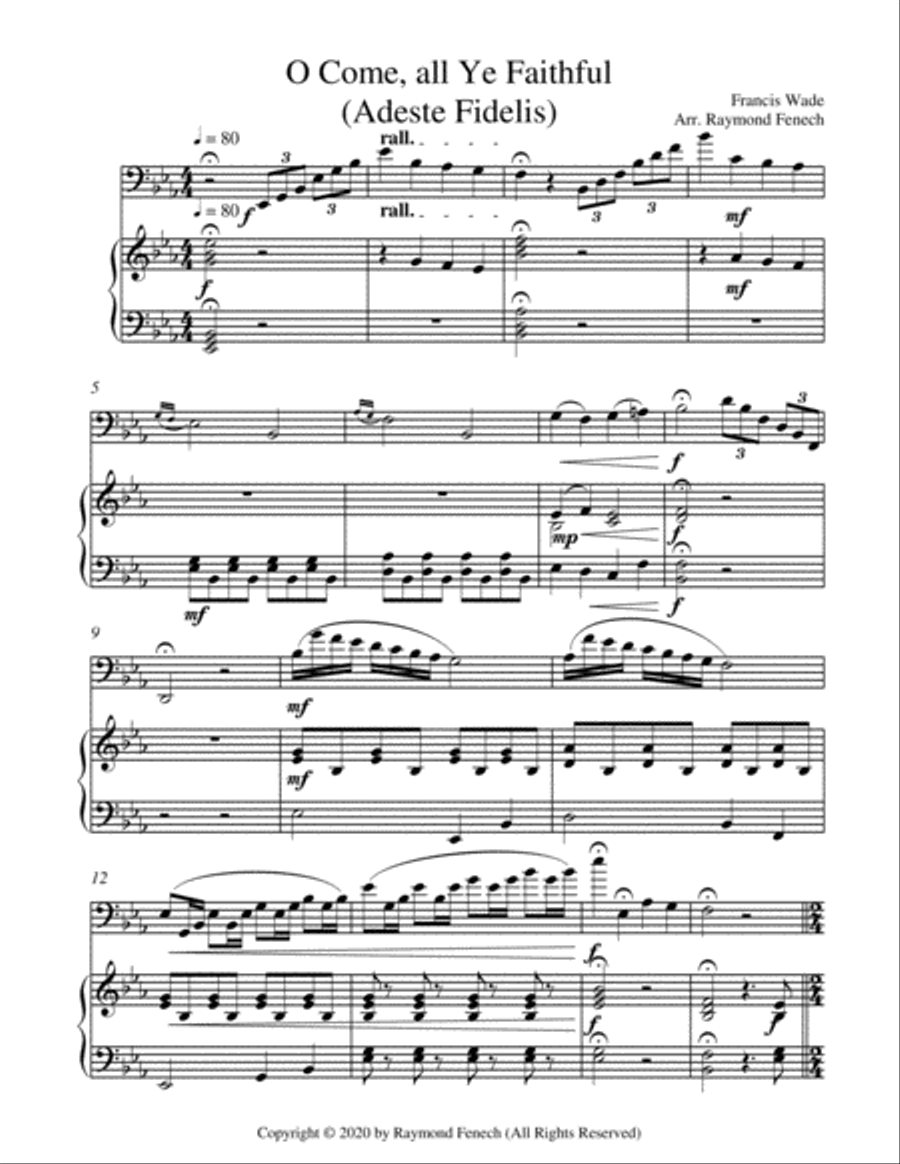 O Come All Ye Faithful (Adeste Fidelis) - Theme and Variation for Cello and Piano - Advanced Level Piano scores gallery preview page 4