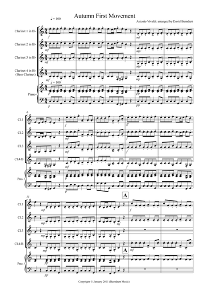 Autumn "four seasons" for Clarinet Quartet image number null