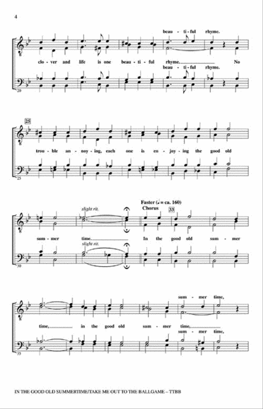 In the Good Old Summer Time/Take Me Out to the Ballgame A Cappella scores gallery preview page 3