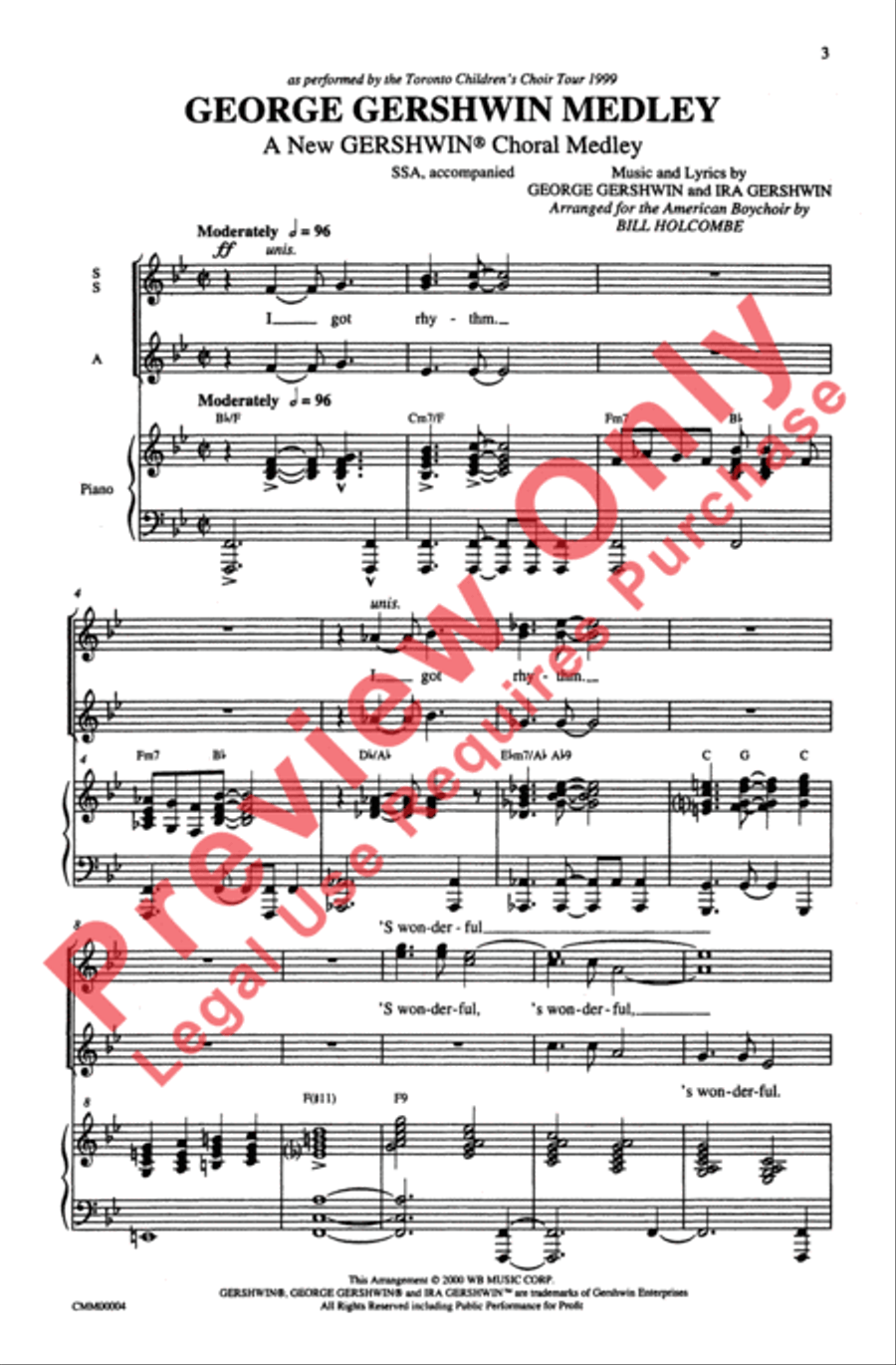 George Gershwin Medley George Gershwin Medley SSA scores gallery preview page 3