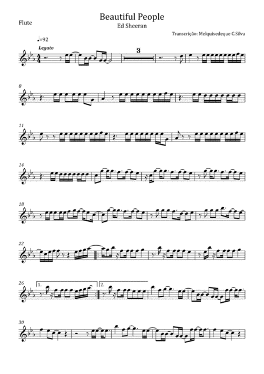Beautiful People Flute Solo scores gallery preview page 1