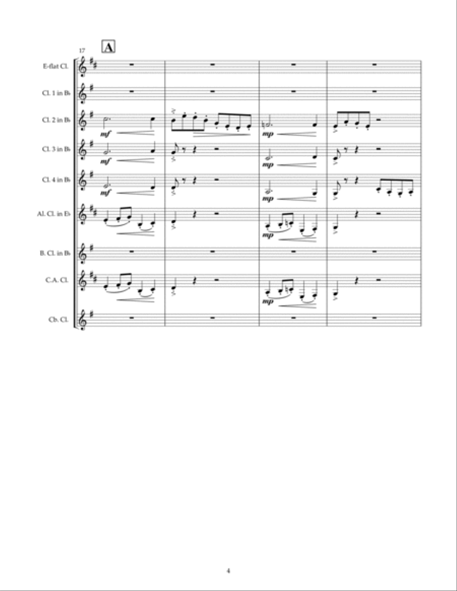 Sommarsang (Summer Song) for Clarinet Choir (Score) Clarinet Choir scores gallery preview page 4
