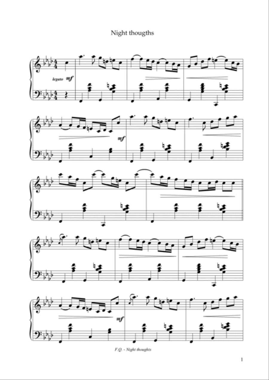 Night thoughts Piano Solo scores gallery preview page 2