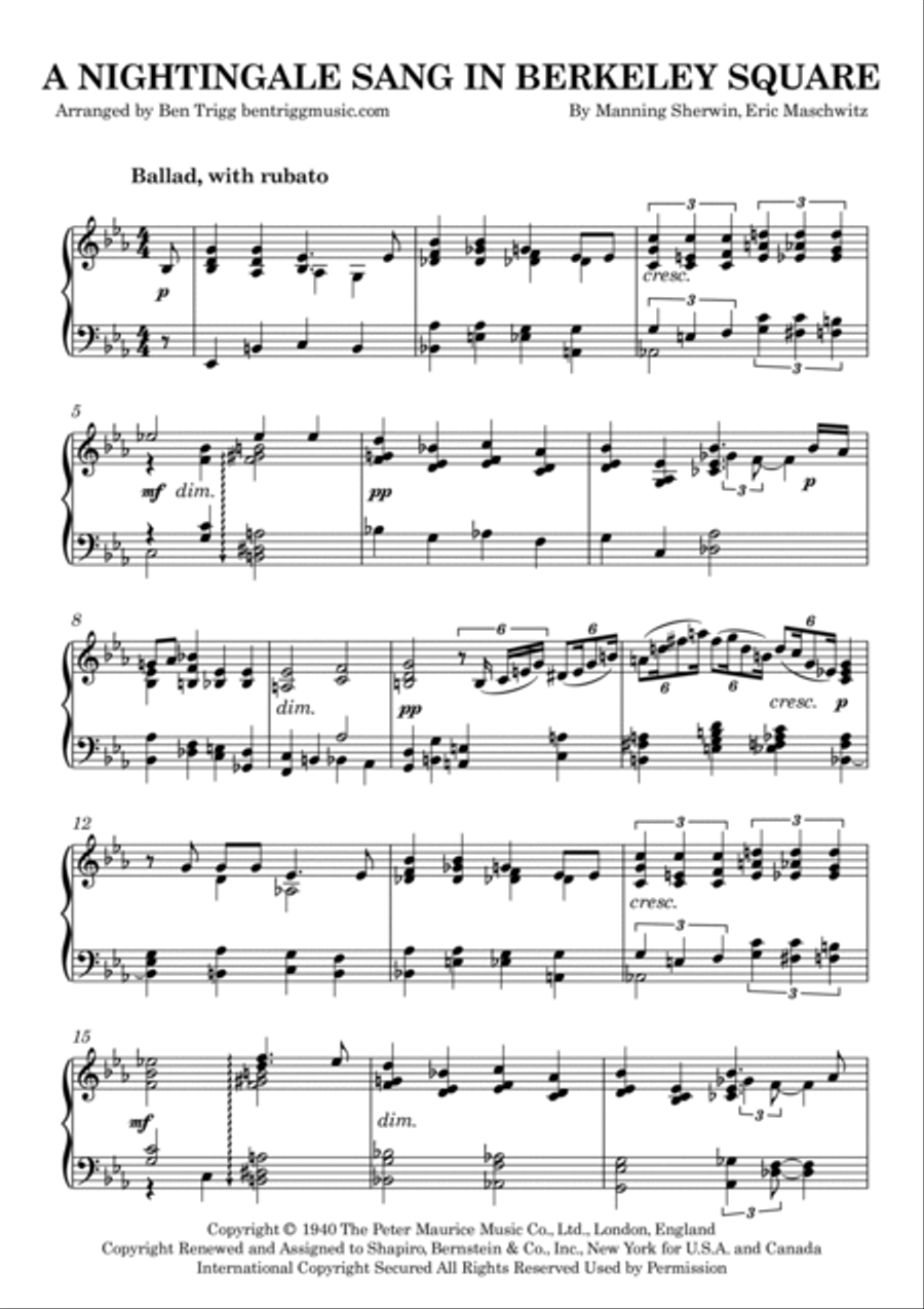 A Nightingale Sang In Berkeley Square Piano Solo scores gallery preview page 2