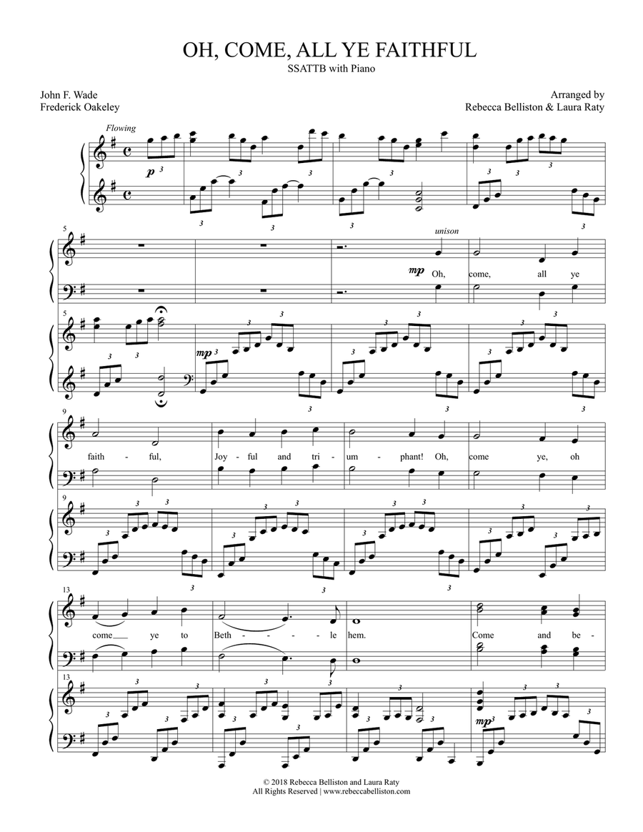 Oh, Come, All Ye Faithful (SSATTB) 4-Part scores gallery preview page 1