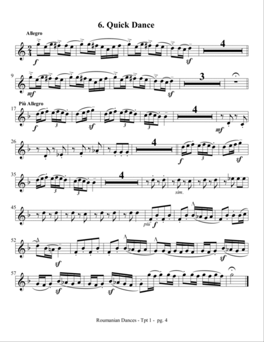 Roumanian Dances Brass Ensemble scores gallery preview page 5