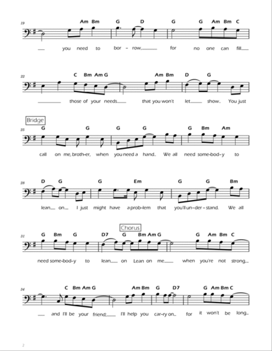 Lean On Me Piano scores gallery preview page 2
