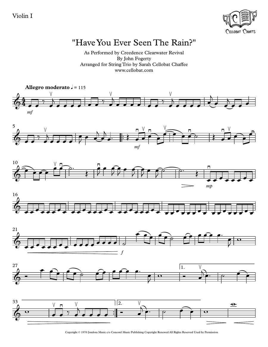 Have You Ever Seen The Rain? String Trio scores gallery preview page 5